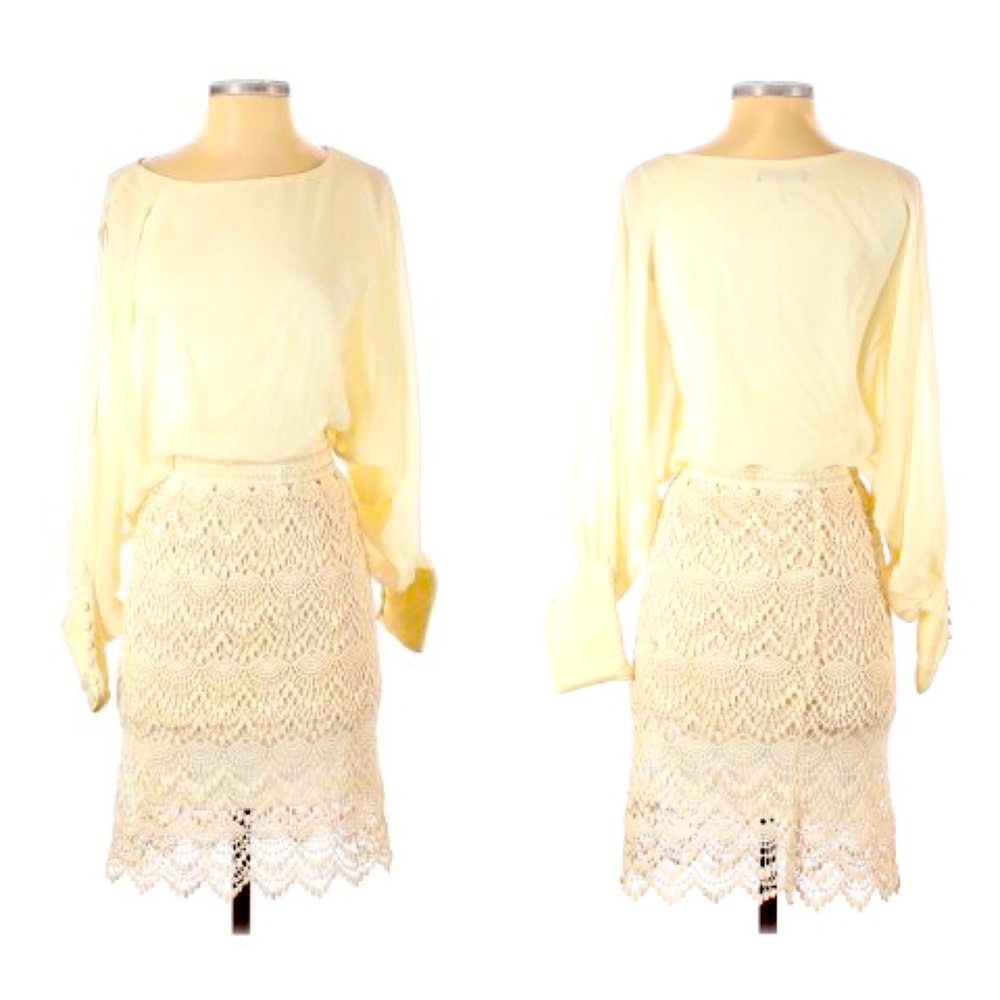 XTAREN Ivory LACE Split Sleeve DRESS Size Small